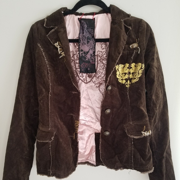 Miss Me Brown Jacket w/ Pink Lining & graphics - Picture 2 of 6